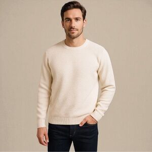 Gap Men’s Classic Crewneck Sweater – Large – White Cream | Timeless Minimalist